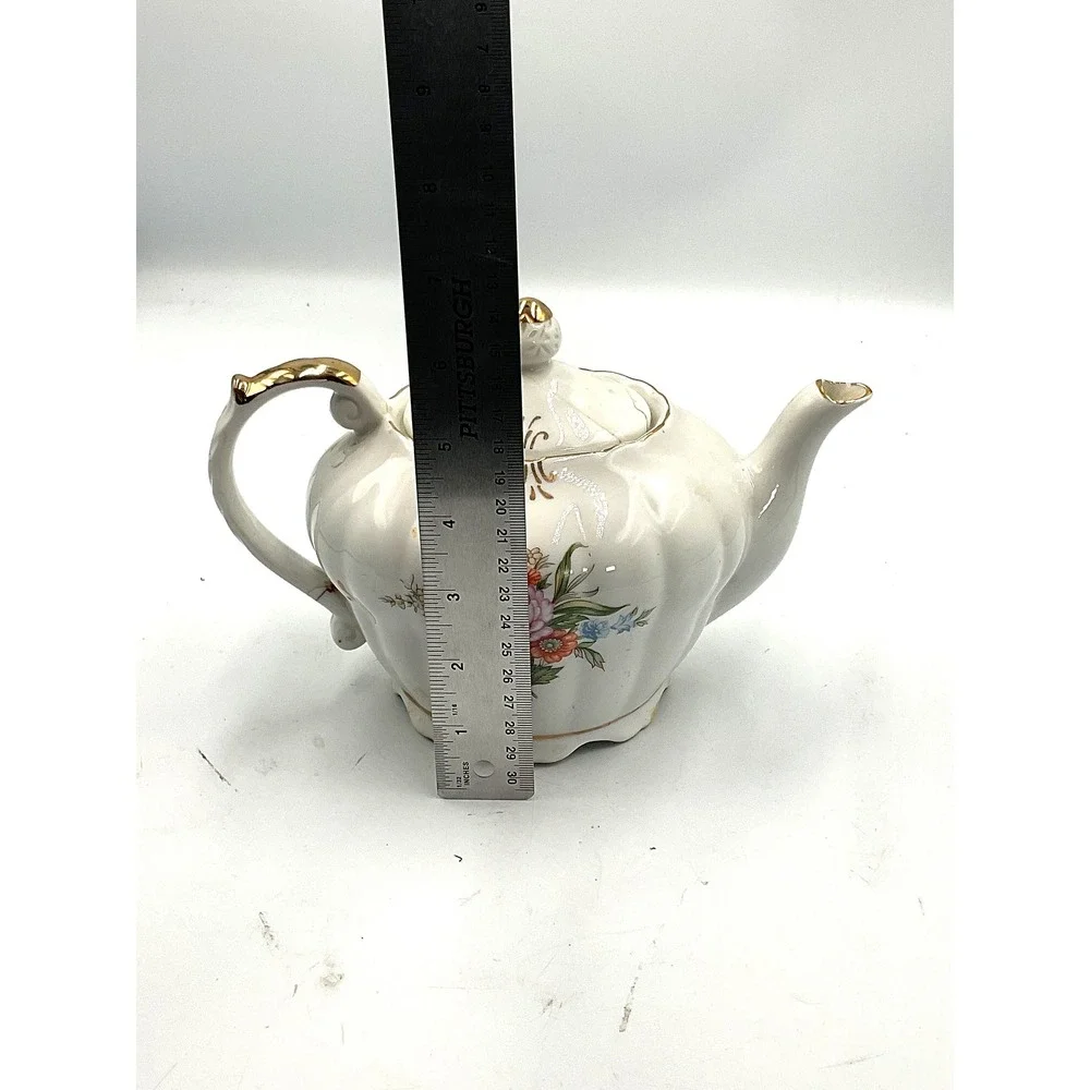 Vintage Porcelain‎ Teapot with Music Box - Floral Design